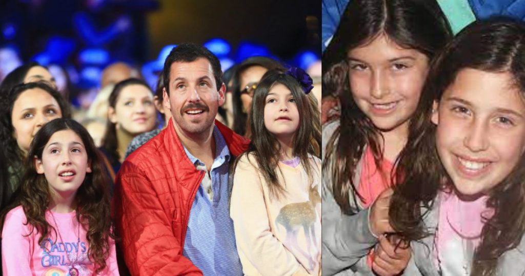 Adam Sandler with his daughters Sunny and Sadie at a red carpet event