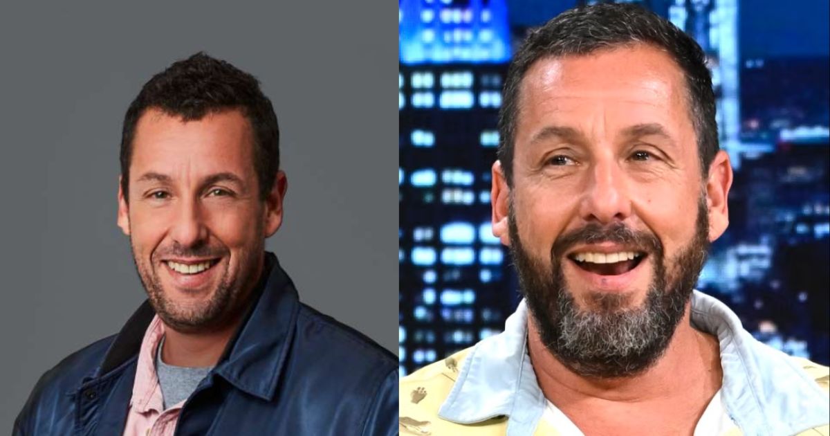 Collage of Adam Sandler film posters including Happy Gilmore 2, Spaceman, Leo, and Kinda Pregnant