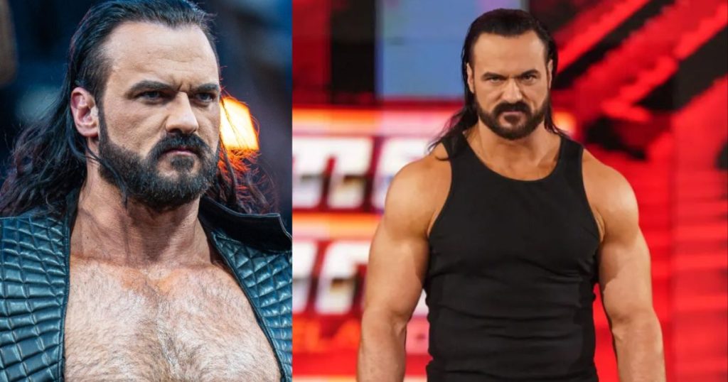 Drew McIntyre inside a WWE ring mid-promo in 2025