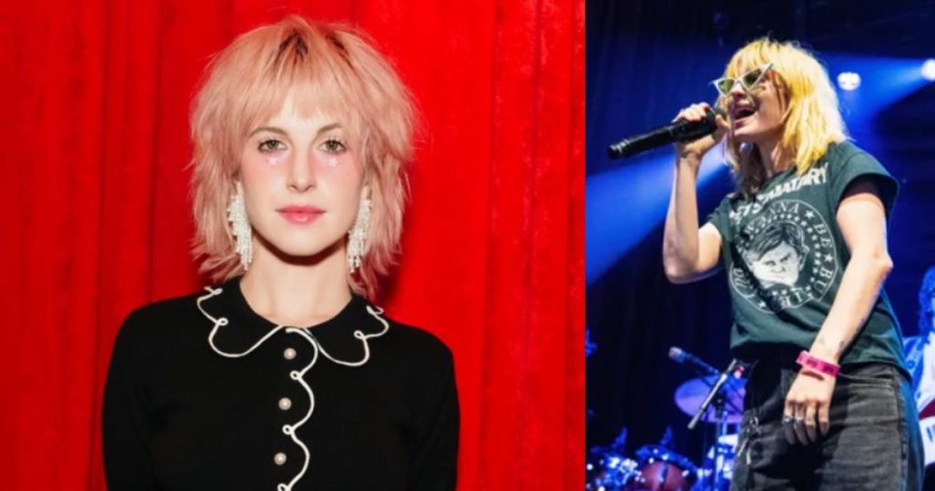 Hayley Williams performing live on stage with colorful lights 2025