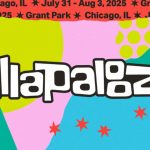 Crowd enjoying music at Lollapalooza festival under bright stage lights