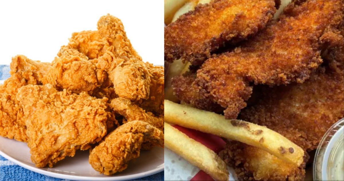 A box of Raising Cane’s chicken fingers with dipping sauce and fries