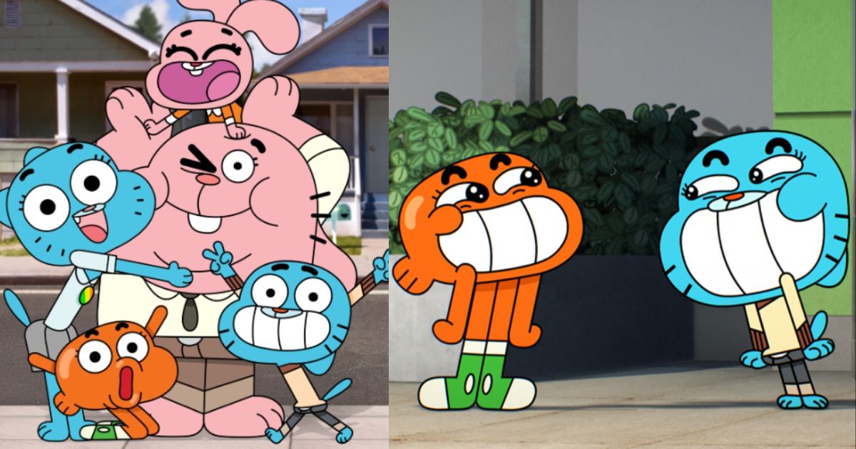 Promotional poster for The Wonderfully Weird World of Gumball showing Gumball, Darwin and colorful Elmore background