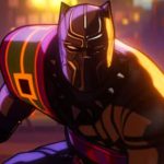 Promotional artwork for Eyes of Wakanda animated series showing Wakandan warriors with ancient armor and vibrant backgrounds