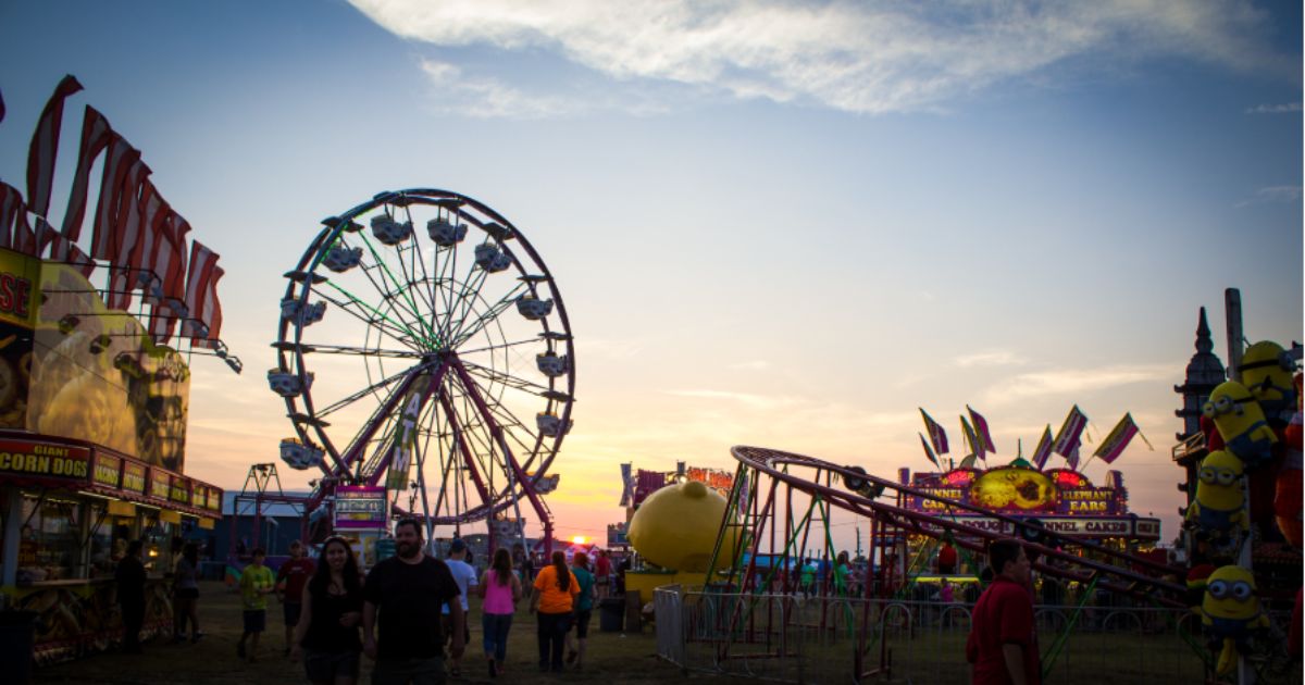 Ferris wheel at Montgomery County Fair 2025 during sunset