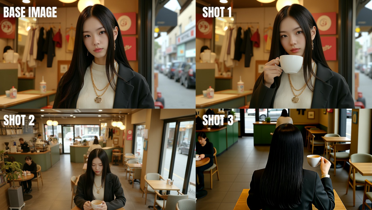 A creator uses Nano Banana to edit one portrait into multiple angles with consistent lighting and style