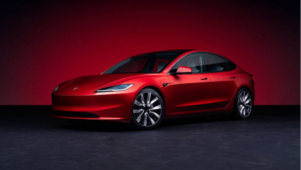 2025 Tesla Model 3 Performance and Long Range parked side by side at sunset