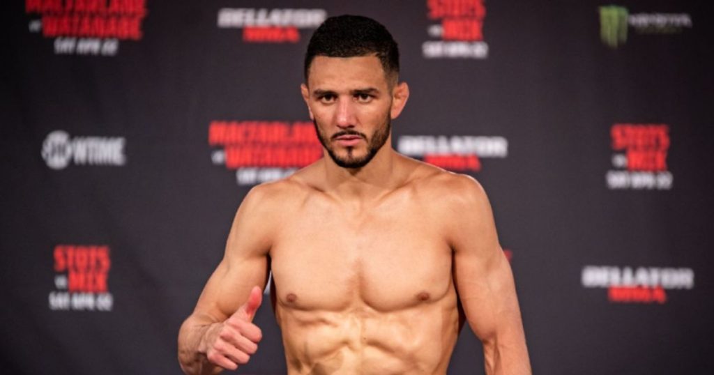 Aaron Pico throwing a wrestling-style punch in an MMA gym, 2025