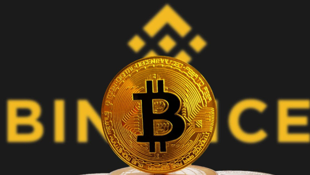 Person purchasing Bitcoin on Binance app next to a checklist showing KYC, funding, and security steps