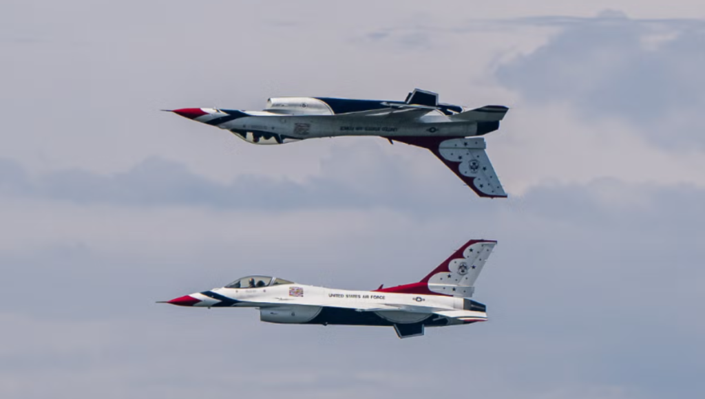 U.S. Air Force Thunderbirds performing over Cleveland’s Burke Lakefront Airport