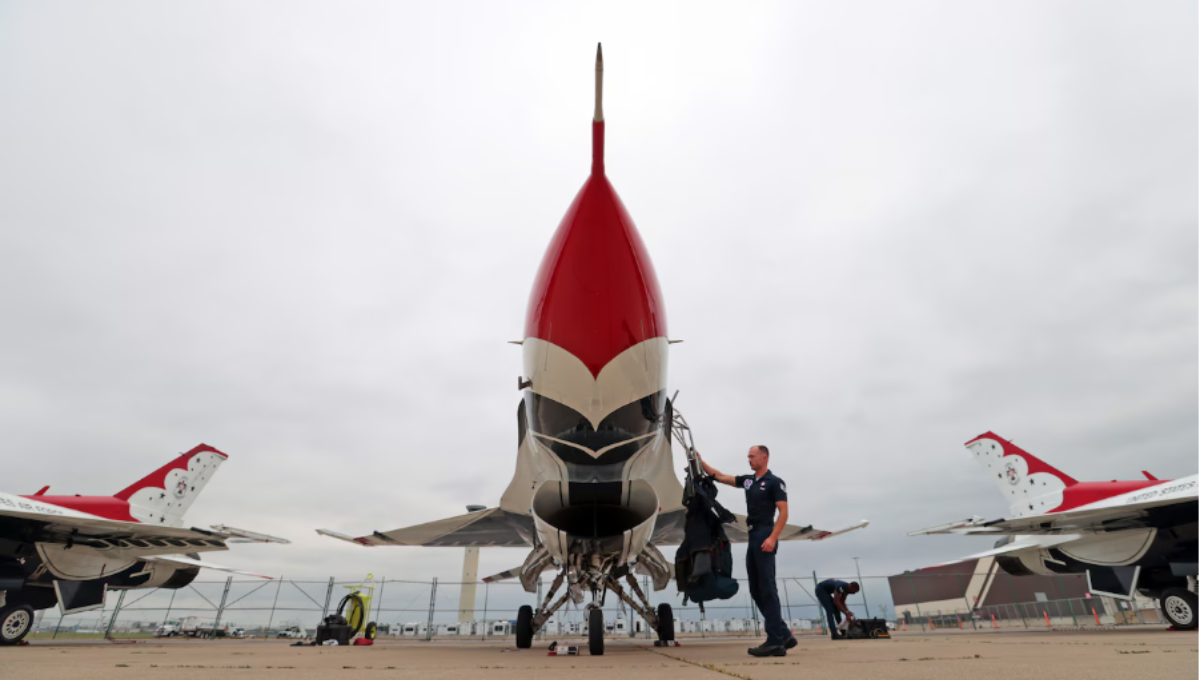 U.S. Air Force Thunderbirds performing over Cleveland’s Burke Lakefront Airport