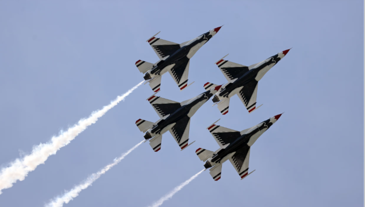 U.S. Air Force Thunderbirds performing over Cleveland’s Burke Lakefront Airport