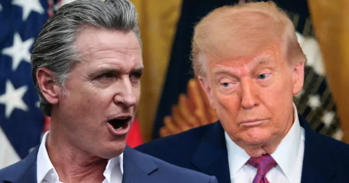 Governor Gavin Newsom speaking at a podium in Sacramento, 2025