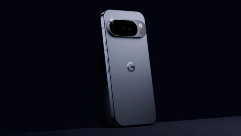 Made by Google 2025 stage with Pixel 10 phones on display and attendees filming the keynote