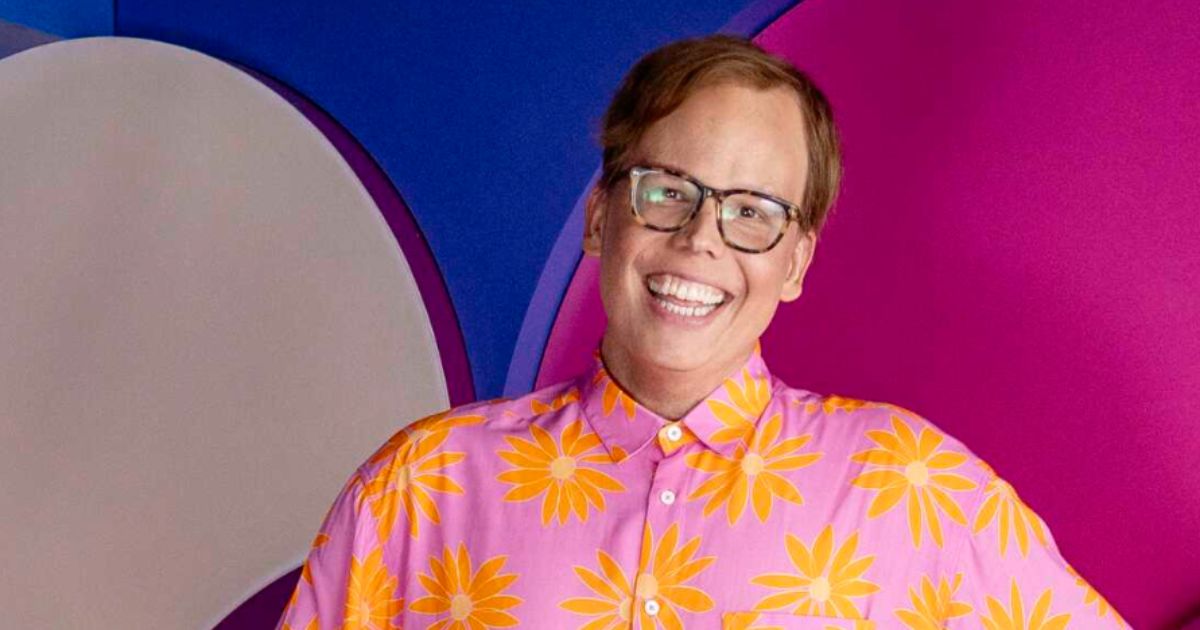 Jeff Hiller laughing during a promotion event for his memoir in 2025