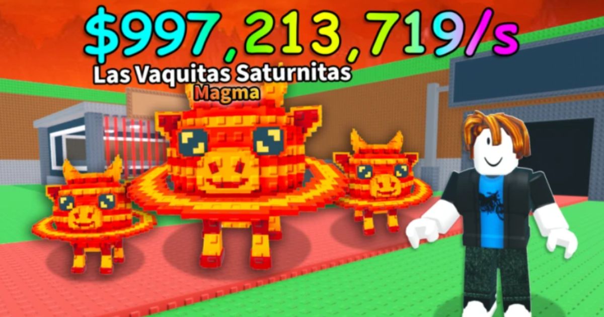 Roblox avatar pointing a pixel-style weapon at another as a brainrot character in the foreground—scene from "Steal a Brainrot"