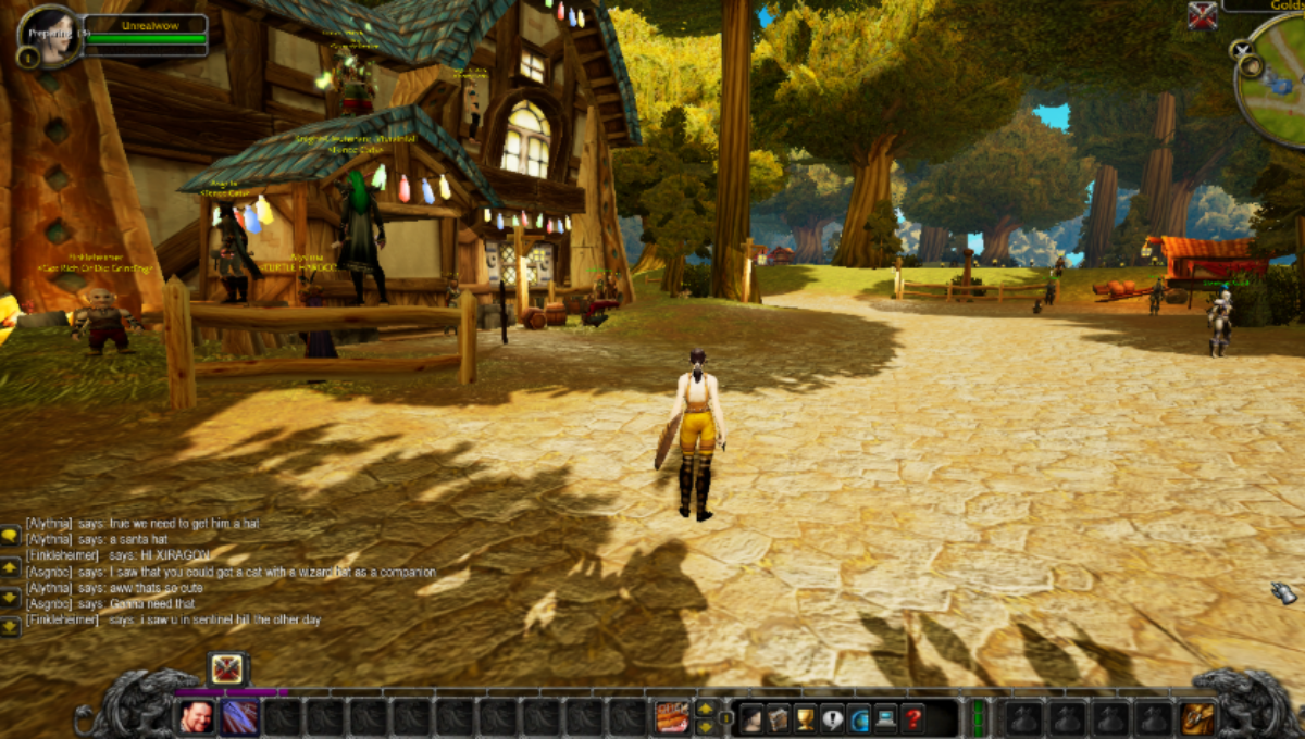 High Elf and Goblin adventurers in the Thalassian Highlands on Turtle WoW at sunset