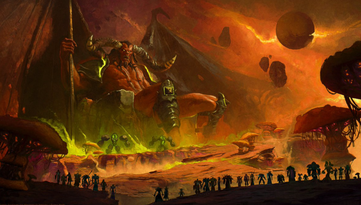 High Elf and Goblin adventurers in the Thalassian Highlands on Turtle WoW at sunset