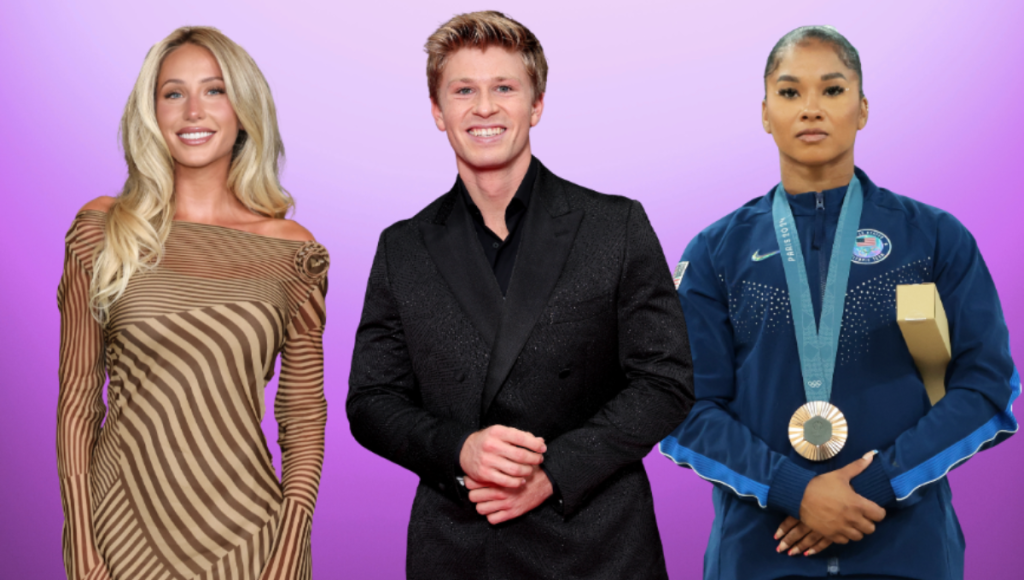DWTS Season 34 cast posing on a ballroom set with glittering lights