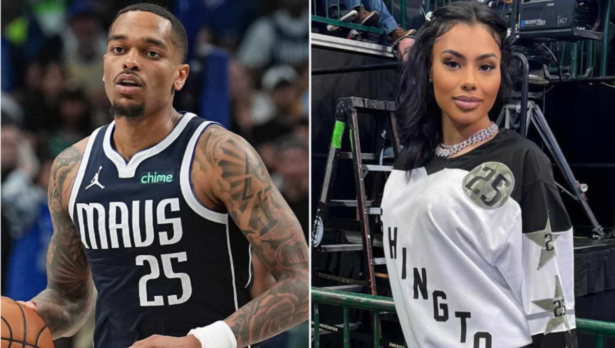 PJ Washington smiling alongside his wife Alisah Washington on a sunlit day in Dallas after an NBA game